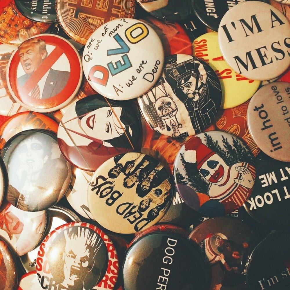 Mystery box of 100! 2.25 inch buttons